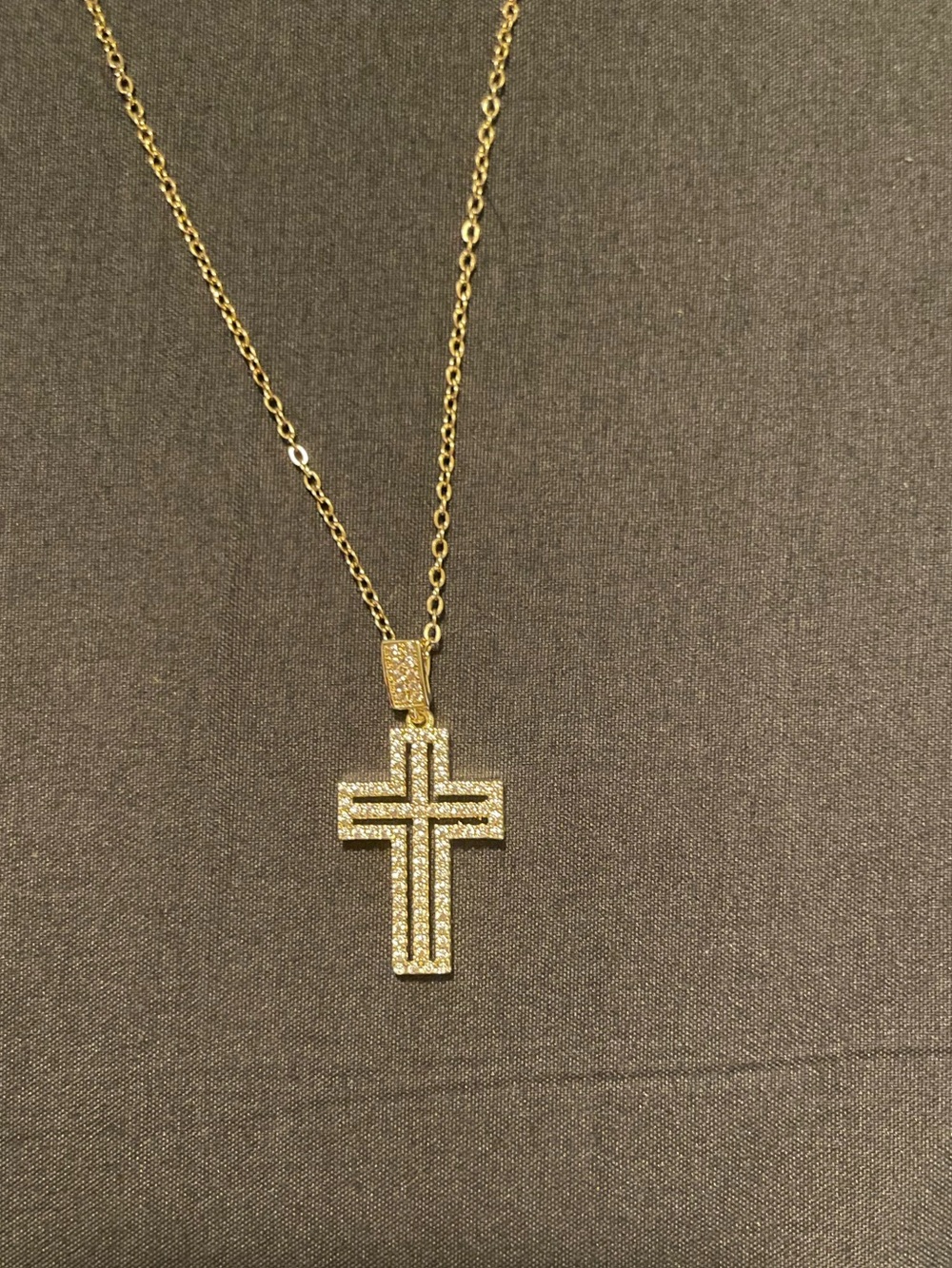 New - 14k gold plated stainless steel necklace - cross
